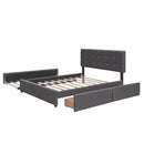Upholstered Platform Bed With Classic Headboard And Drawers, No Box Spring Needed