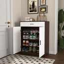 Freestanding Wooden Shoe Cabinet, 4 Tier Organizer With Drawer