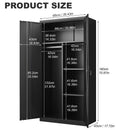 Large Capacity Wardrobe With Hanging Rod And Compartments