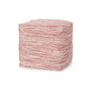 Enigma - Yarn And Cotton Square Pouf Ottoman With Polystyrene Beads - Red / White