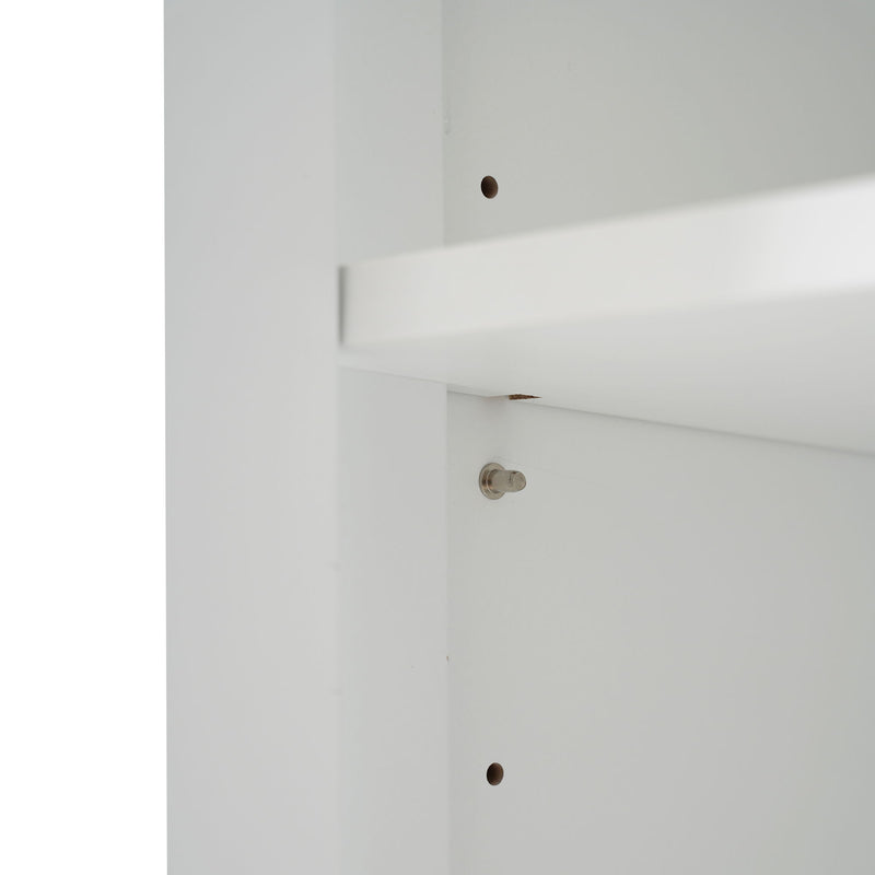 Freestanding Tall Bathroom Cabinet With 2 Adjustable Shelves, 3 Drawers, Soft Close Glass Doors - White