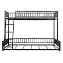 Bunk Bed Frame With Ladder And Safety Guardrails