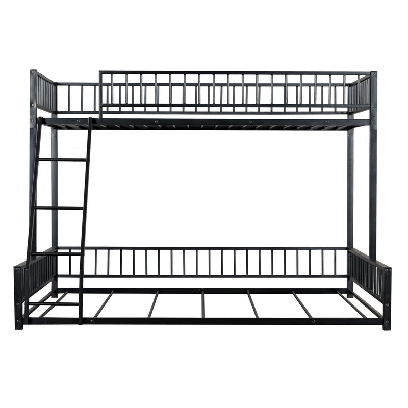 Bunk Bed Frame With Ladder And Safety Guardrails