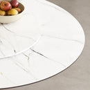 Round Dining Table With 360° Rotating Lazy Susan Scratch & Heat For Dining Room & Kitchen, Table Only - White