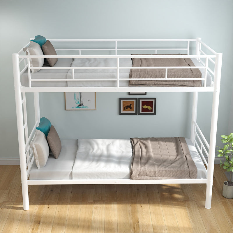 Bunk Bed For Kids, Convertible Frame With Ladders & Guardrail