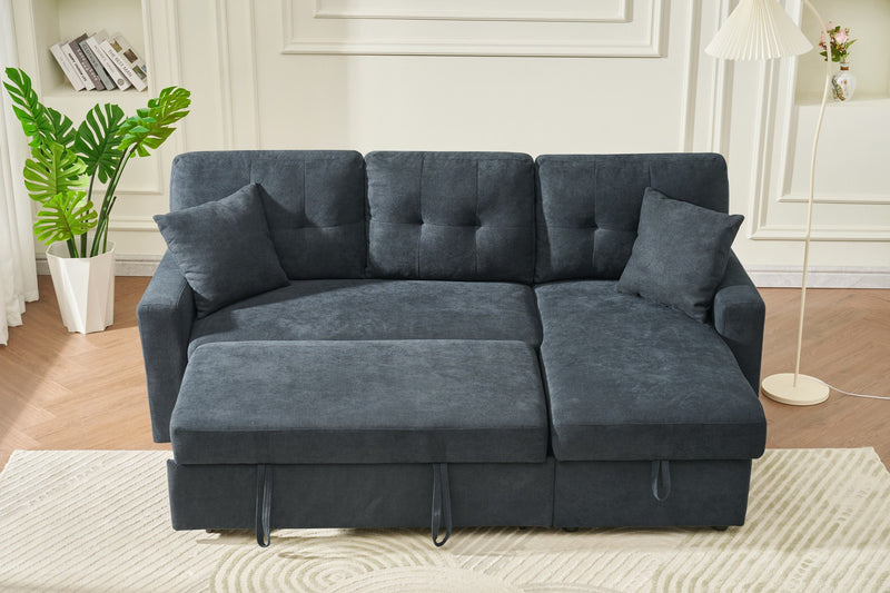 Sectional L Shaped Sofa Couch Bed With USB Port