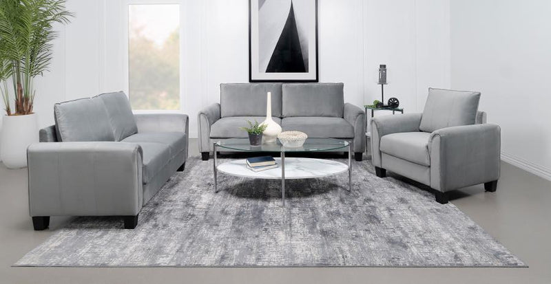 Davis - Upholstered Rolled Arm Loveseat - Gray