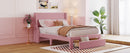 Full Size Storage Bed Velvet Upholstered Platform Bed with a Big Drawer - Pink