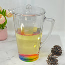 Rainbow Design Unbreakable Plastic Water Pitcher With Lid And Spout, 2.5 Quarts - Clear