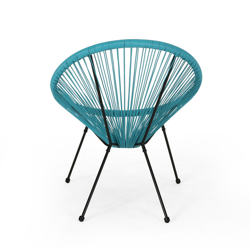 Lagoon - Outdoor Faux Rattan Accent Chair With Steel Frame - Teal