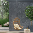 Rustic Hanging Basket Chair With Cushion