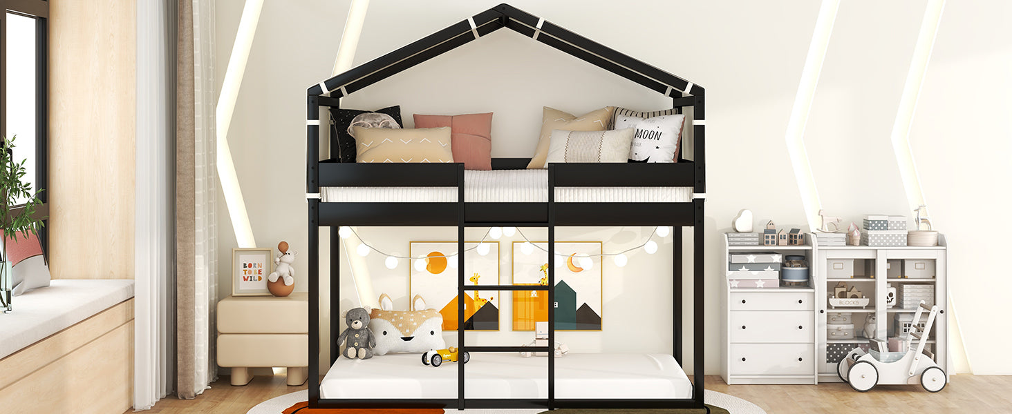 Twin Over Twin Bunk Bed Wood Bed with Tent, Espresso - Atlantic Fine Furniture Melbourne FL
