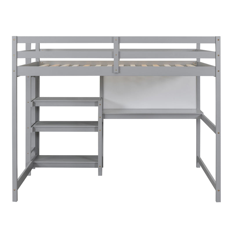 Loft Bed With Shelves, Desk And Writing Board