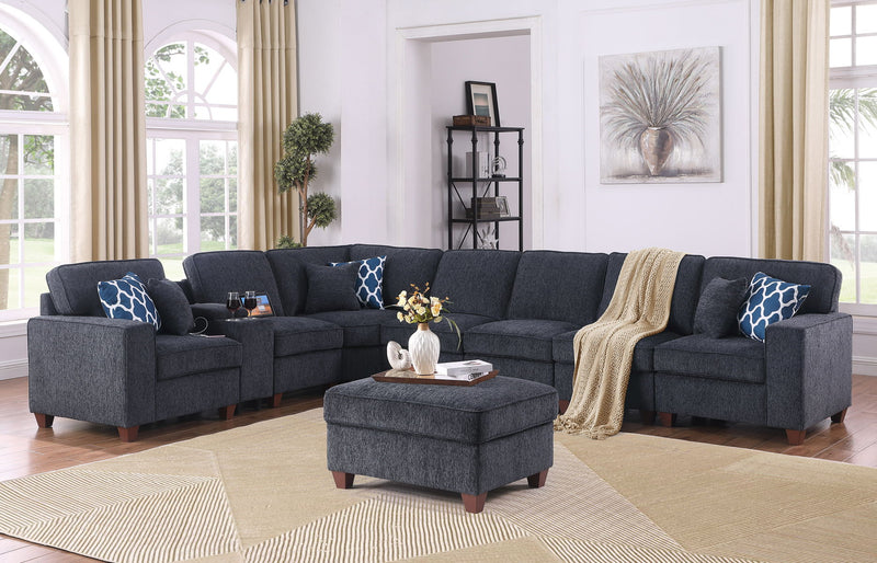 Lily - Sectional Sofa With Ottoman - Black