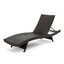 Mysticism Outdoor Chaise Lounge With Adjustable Backrest And Foldable Legs - Brown Multi