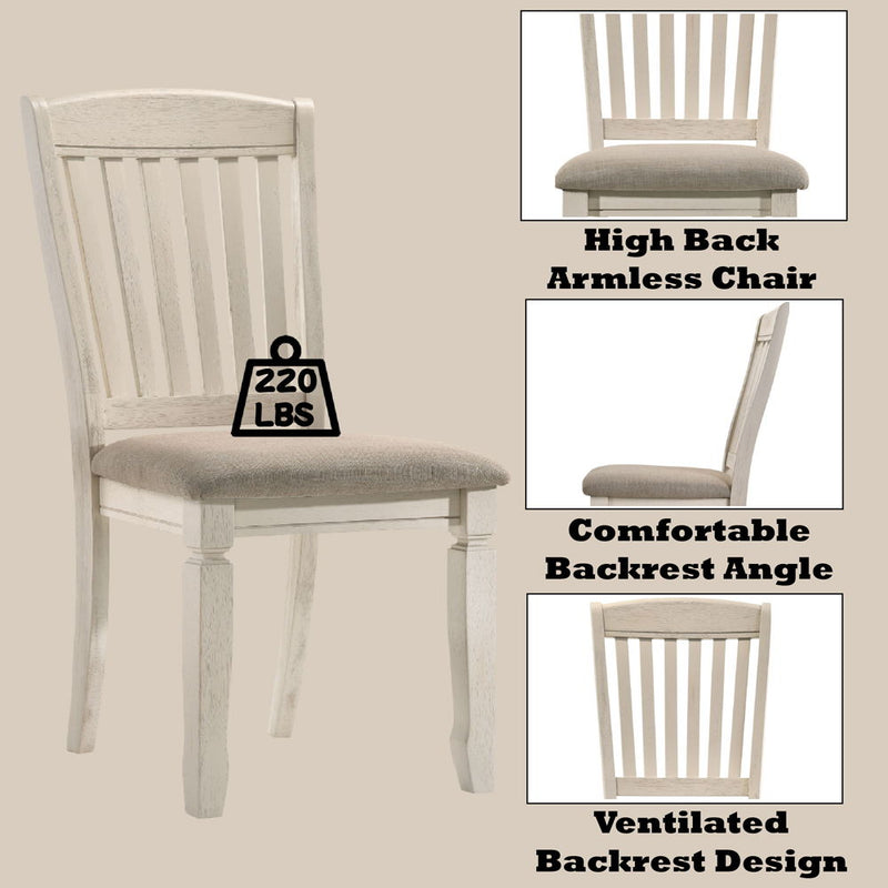 Fedele - Side Chair (Set of 2) - Tan Fabric & Cream Finish - Atlantic Fine Furniture Inc