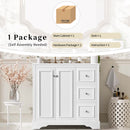 Bathroom Vanity With Sink, Soft-Close Doors, Adjustable U-Shelf, 3 Drawers