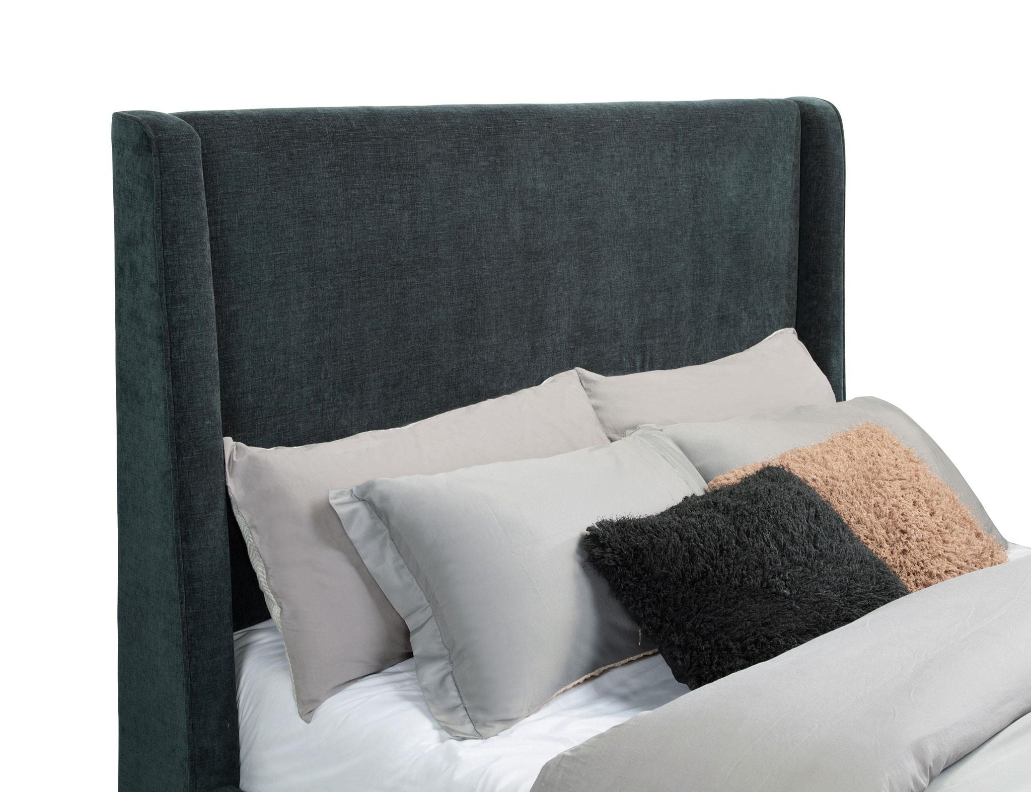 Preston Upholstered Eastern King Audio Flame Visualizer Bed Dark Blue