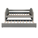 Full size Upholstered Daybed with Twin Size Trundle, Wood Slat Support, Gray(OLD SKU :LP000118AAE)