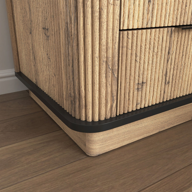 Multi Functional 3 Drawer Nightstand, Perfect For Storing Items Of Different Heights, A Perfect Combination Of Nature And Fashion - Black