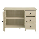 Hollowed Out Cabinet With 2 Door 3 Drawers, American Furniture, Suitable For Bedroom, Living Room, Study - Natural
