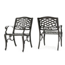 Luminea - Outdoor Aluminum Dining Chair With Scroll Design, Lattice Pattern And Cabriole Legs - Bronze