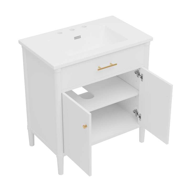 Bathroom Vanity With Sink, Soft Close Doors And Adjustable Shelf
