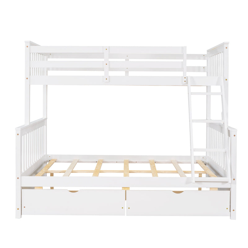 Twin Over Full Bunk Bed With Ladders And Two Storage Drawers