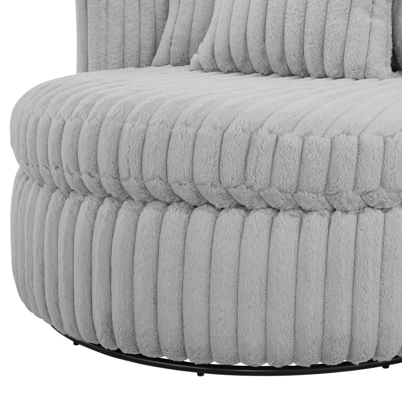 Mindy - Oversized Swivel Barrel Chair - Grey