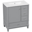 Freestanding Bathroom Vanity With Sink, Soft Close Door, 3 Drawers
