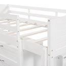 Low Twin Size Loft Bed with Cabinets, Shelves and Slide - White(OLD SKU :LP000503AAK)