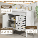 Bathroom Vanity With Ceramic Sink, 2 Doors 3 Drawers, Soft Close Design