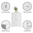 Corner Cabinet With 2 Doors And Adjustable Shelves, Freestanding Narrow Storage Organizer For Bathroom - White