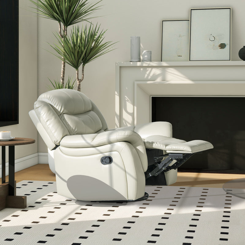 Rover - Swivel Glider Push Back Manual Recliner Arm Chair - Parchment Cream Off-White