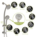 Multi Function Dual Shower Head System With 4.7" Rain Showerhead, 8 Function Hand Shower, Adjustable Slide Bar