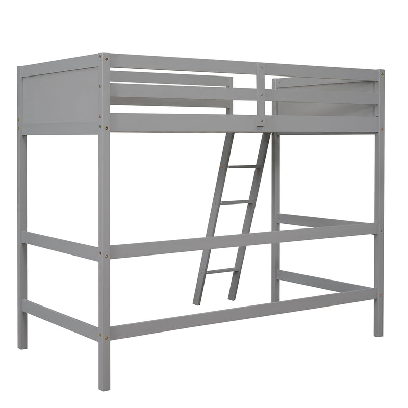 Solid Wood Twin Size Loft Bed with Ladder(Gray)(OLD SKU: WF191903AAE)