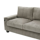 Modern 4 Seater Corduroy Sofa Couch With USB Ports And Hidden Storage