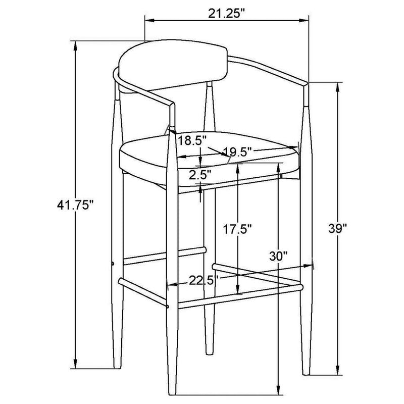 Tina - Metal Pub Height Bar Stool With Upholstered Back And Seat (Set of 2)