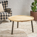 Round Coffee Table With Tray Edge Design - Natural / Black