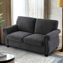 Soft Loveseat, Upholstered 2 Seater Couch, Loose Back Cushions And Turned Legs