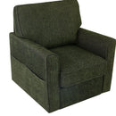 360° Swivel Accent Barrel Armchair With Side Pockets, Compact Design