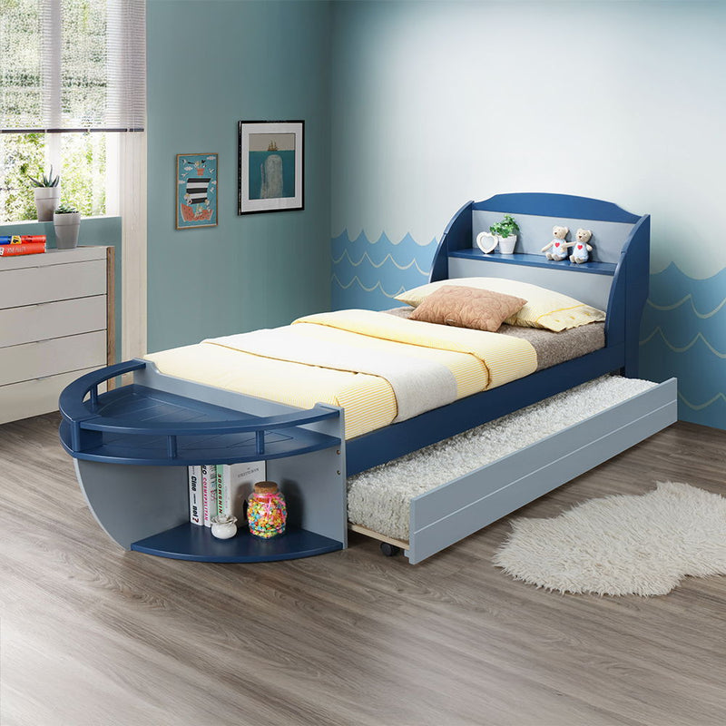 Neptune II - Twin Bed - Gray & Navy - Atlantic Fine Furniture Inc