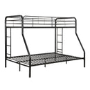Modern Twin Over Full Metal Bunk Bed With Trundle And Dual Side Ladder And Metal Design - Black / Brown