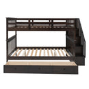 Stairway Bunk Bed With Storage And Guard Rail For Bedroom