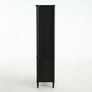 Vintage Display Cabinet With Double Glass Doors, Traditional Style For Collectibles, Ash Wood Veneer, 73.25" Tall - Black / Natural