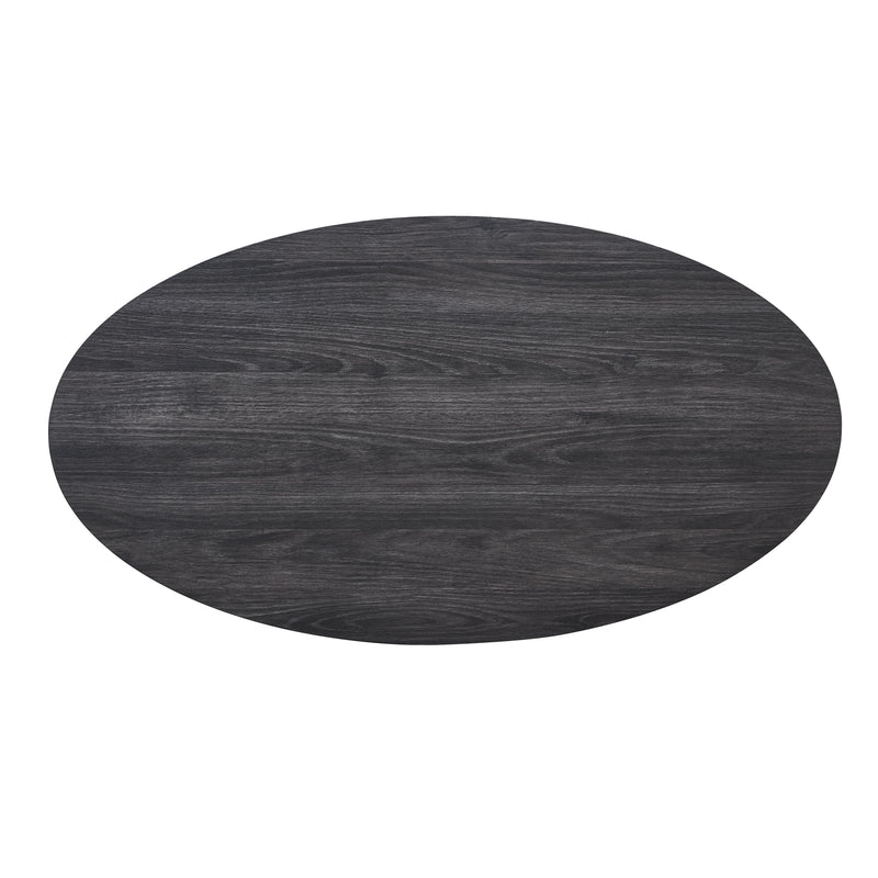 Anze - 3 Piece Coffee Table Set Contemporary Oval Wood Shelf - Charcoal