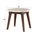 Gasha - End Table - White Marble Top & Walnut