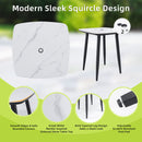 Modern Outdoor Bar Table, Rounded Square Sintered Stone Top With Umbrella Hole, Rust Free Frame, Weatherproof - Ember Black / White