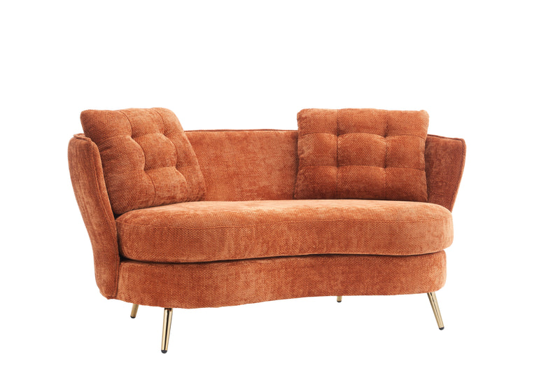 Polyester Fiber Loveseat Sofa Chair Upholstered Couch With Golden Metal Legs Club Two-Seat Sofa For Living Reading Room Bedroom Apartment Small Space Dorm