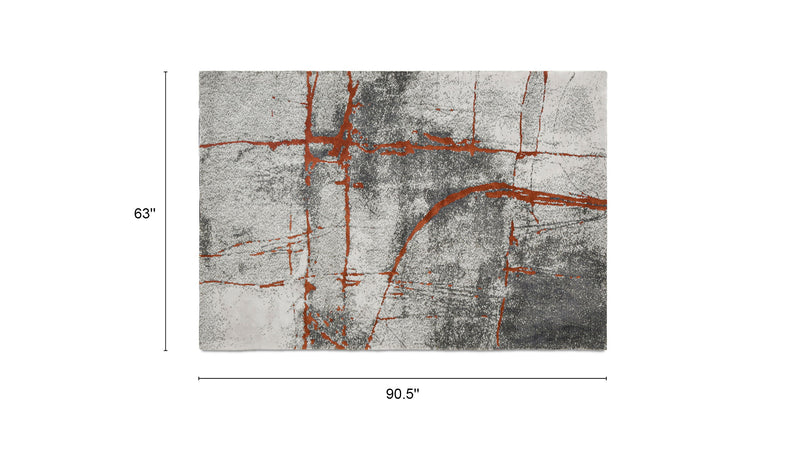 Quarry - 5.25' X 6.5' Abstract Area Rug - Gray / Orange